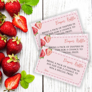Berry Sweet Strawberry Baby Shower Diaper Raffle Enclosure Card