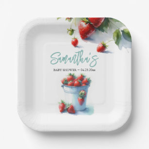 Berry Sweet Strawberry Baby Shower Disposable Paper Plate