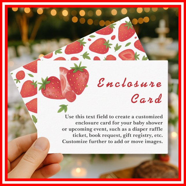 Berry Sweet Strawberry Baby Shower Enclosure Card (Creator Uploaded)