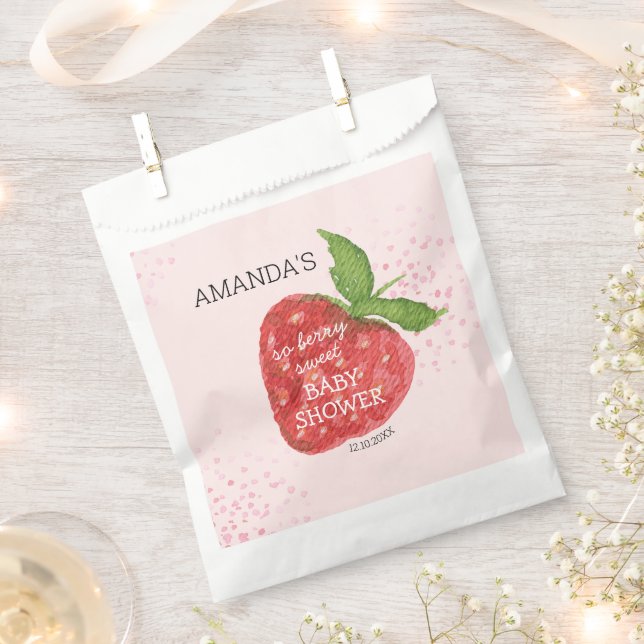 Berry Sweet Strawberry Baby Shower  Favour Bags (Clipped)