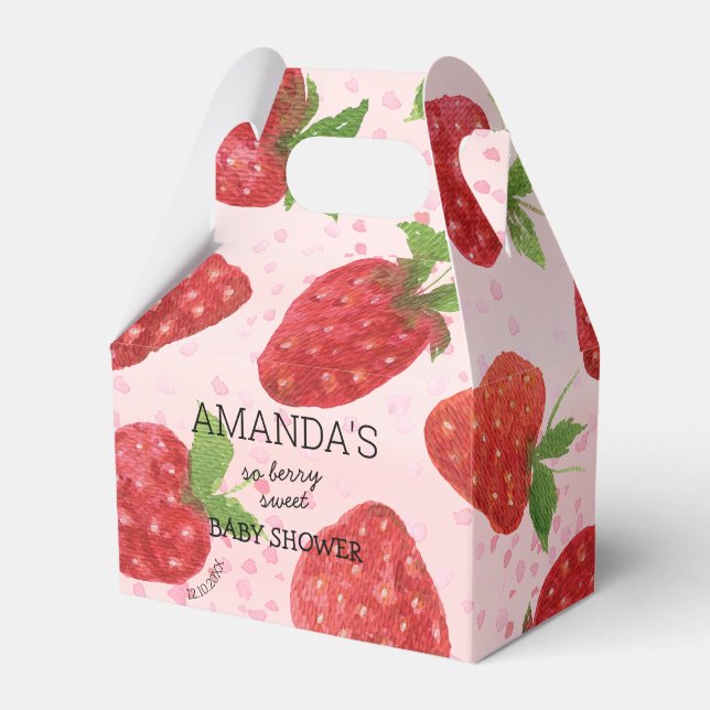 Berry Sweet Strawberry Baby Shower  Favour Box (Front Side)