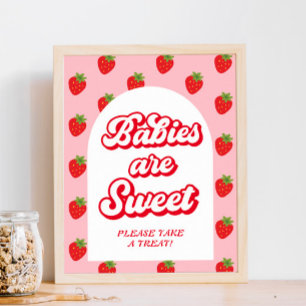 Berry Sweet Strawberry Baby Shower Favour Poster