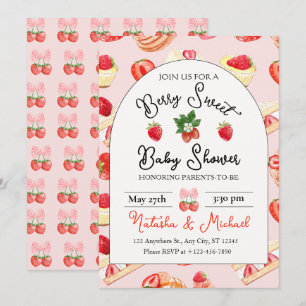 Berry Sweet Strawberry Baby Shower Invitation