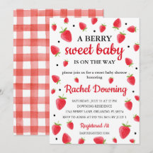 Berry Sweet Strawberry Baby Shower Invitation 
