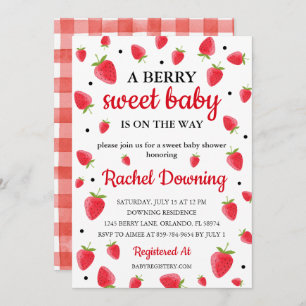Berry Sweet Strawberry Baby Shower Invitation 