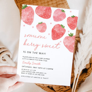 Berry Sweet Strawberry Baby Shower Invitation