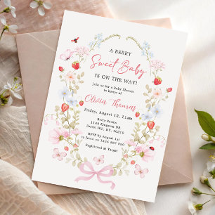 Berry Sweet Strawberry Baby Shower Invitation