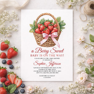 Berry Sweet Strawberry Baby Shower Invitation