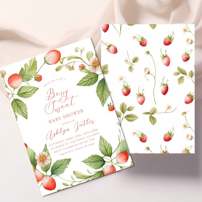 Berry Sweet Strawberry Baby Shower Invitation (Creator Uploaded)