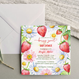 Berry sweet strawberry baby shower invitation