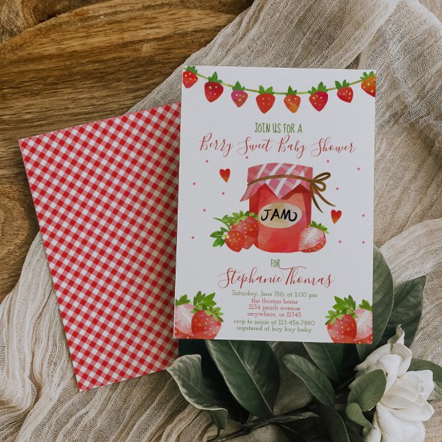 Berry Sweet Strawberry Baby Shower Invitation (Creator Uploaded)
