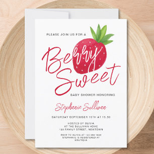 Berry Sweet Strawberry Baby Shower  Invitation
