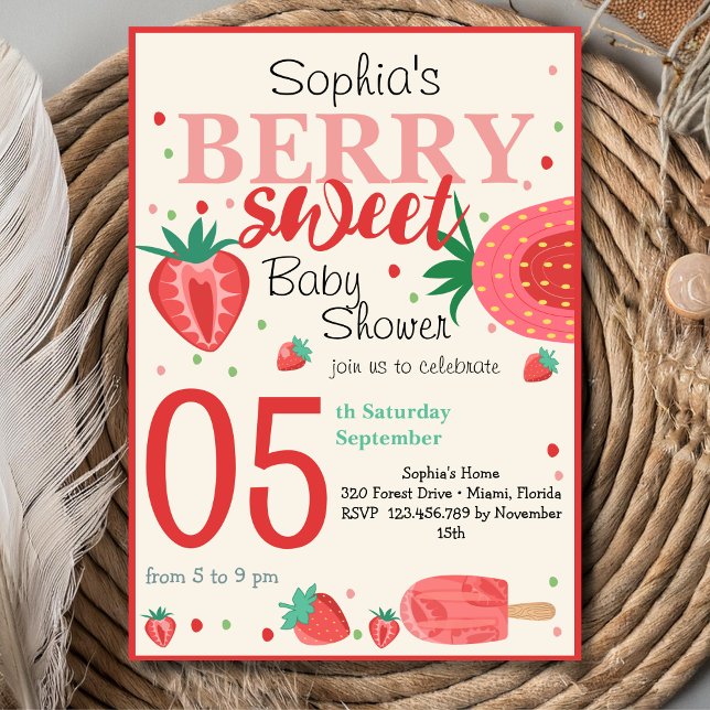Berry sweet strawberry baby shower invitation (Creator Uploaded)