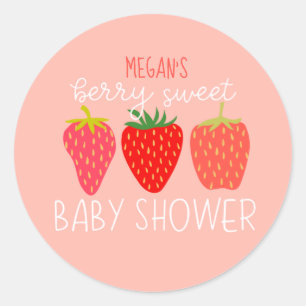 Berry Sweet Strawberry Baby Shower Invitation Classic Round Sticker