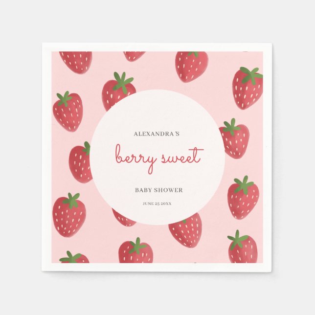 Berry Sweet Strawberry Baby Shower Napkin (Front)