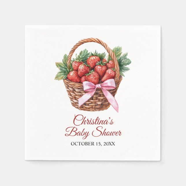 Berry Sweet Strawberry Baby Shower Napkin (Front)