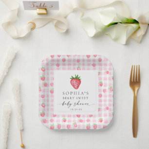 Berry Sweet Strawberry Baby Shower  Paper Plate