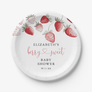 Berry Sweet Strawberry Baby Shower Paper Plate