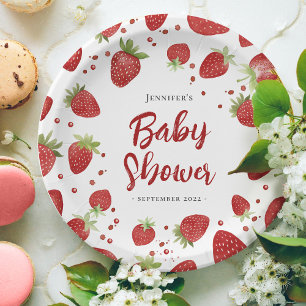 Berry Sweet Strawberry Baby Shower Paper Plate
