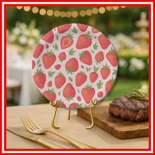 Berry Sweet Strawberry Baby Shower Paper Plate