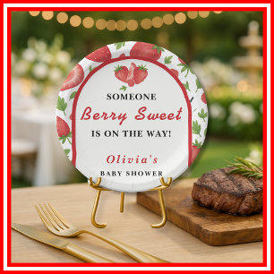 Berry Sweet Strawberry Baby Shower Paper Plate