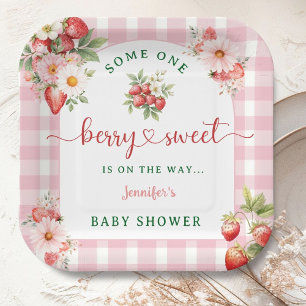 Berry Sweet Strawberry Baby Shower  Paper Plate