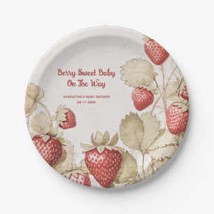 Berry Sweet Strawberry baby shower  Paper Plate