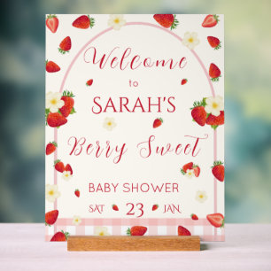Berry Sweet Strawberry Baby Shower Print with Wood Acrylic Sign