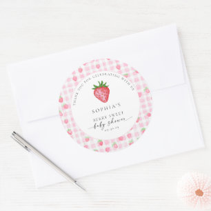 Berry Sweet Strawberry Baby Shower Round Thank You Classic Round Sticker