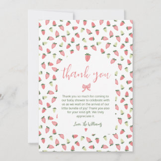 Berry Sweet Strawberry Baby Shower Thank You Card