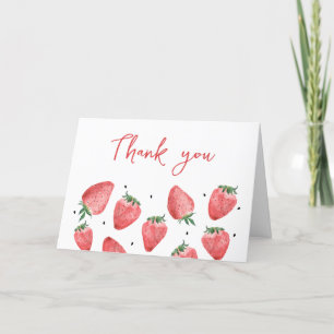 Berry Sweet Strawberry Baby Shower Thank You Card