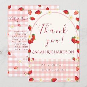 Berry Sweet Strawberry Baby Shower Thank You Card