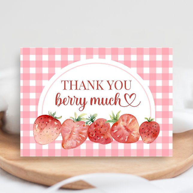 Berry Sweet Strawberry Baby Shower Thank You Card (Strawberry Baby Shower Thank you Card)