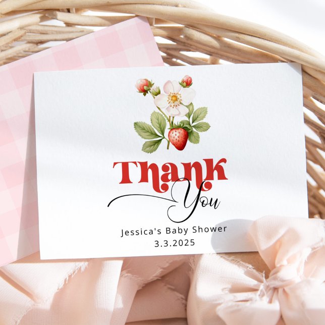 Berry sweet Strawberry baby shower thank you Card (Creator Uploaded)