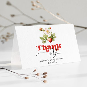 Berry sweet Strawberry baby shower thank you Card