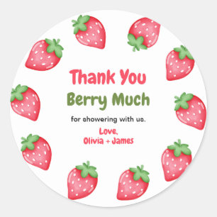 Berry Sweet Strawberry Baby Shower Thank You Classic Round Sticker
