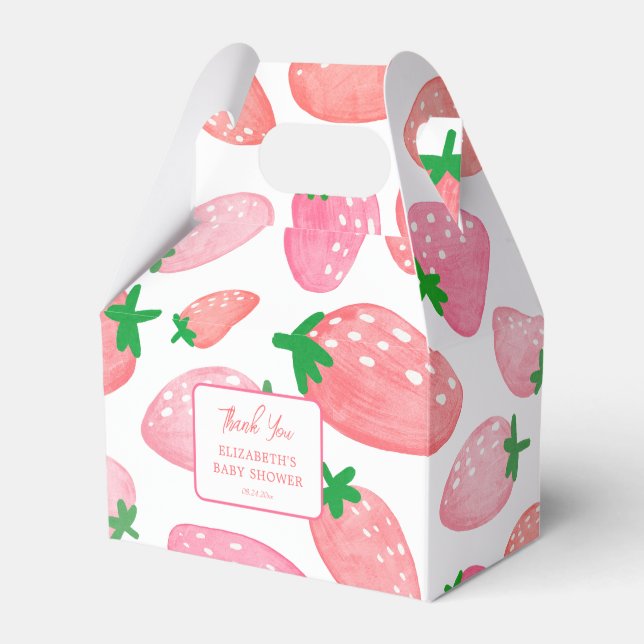 Berry Sweet Strawberry Baby Shower Thank You Favour Box (Front Side)