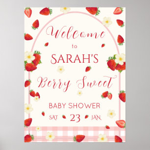 Berry Sweet Strawberry Baby Shower Welcome Poster