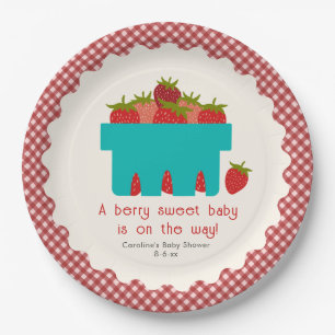 Berry Sweet Strawberry Basket Baby Shower Paper Plate