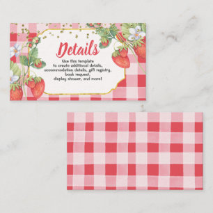 Berry Sweet Strawberry Birthday Details Enclosure Card