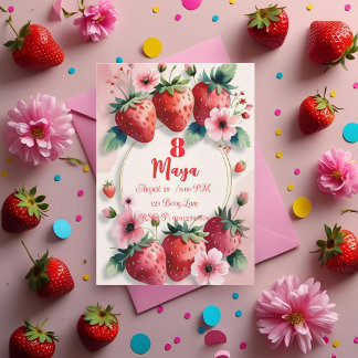 Berry Sweet Strawberry Birthday Invitation 