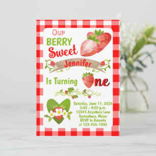 Berry Sweet Strawberry Birthday Invitations