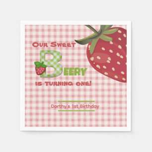 Berry Sweet Strawberry Birthday Paper Napkin