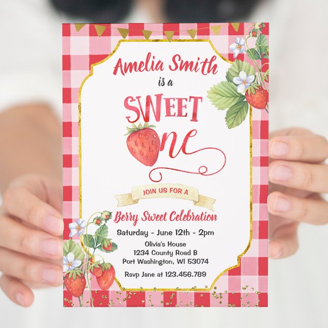 Berry Sweet Strawberry Birthday Party Invitation (Creator Uploaded)