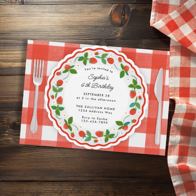 Berry sweet strawberry birthday party invitation (Creator Uploaded)