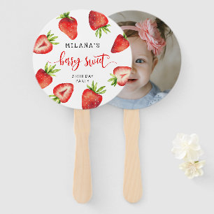 Berry Sweet Strawberry Birthday Party Photo   Hand Fan