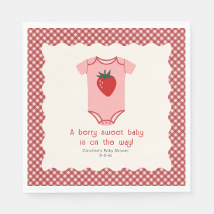Berry Sweet Strawberry Bodysuit Baby Shower Napkin