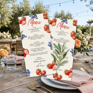 Berry Sweet Strawberry Bridal Shower Menu Invitation