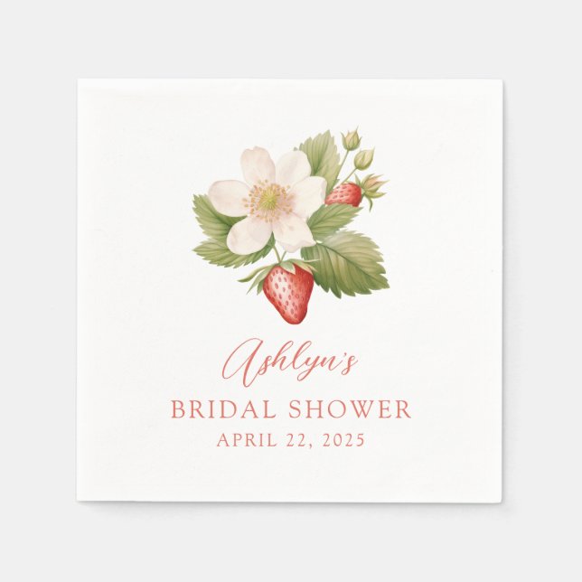 Berry Sweet Strawberry Bridal Shower Napkin (Front)