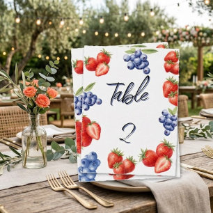 Berry Sweet Strawberry Bridal Shower Table Number Postcard